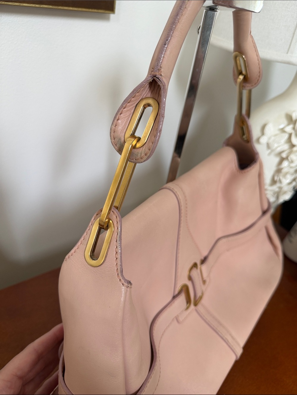 Jimmy Choo Blush Pink Leather Shoulder Bag - Picture 12 of 15